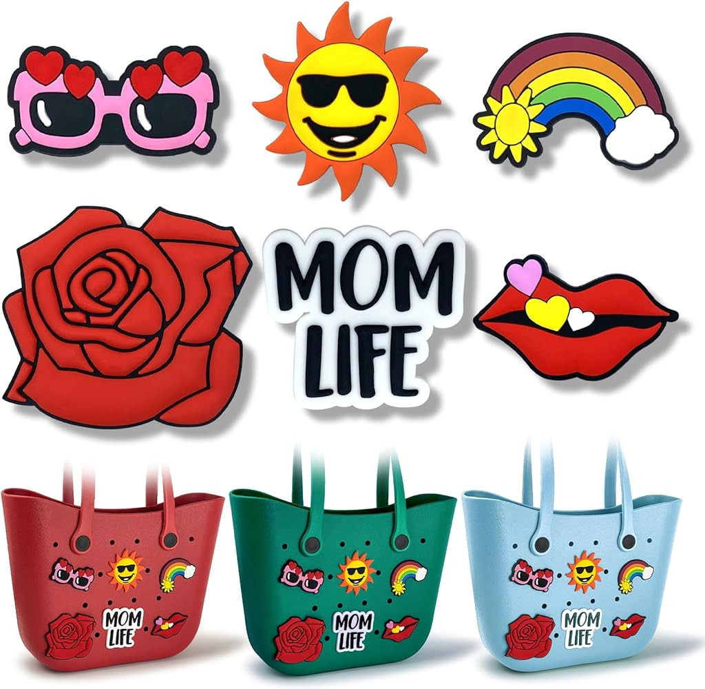 6 Pack Bogg Bag Charms - 3" Decorative Bogg Charms - Beach Tote Bag Accessories for Bogg Bag, Sim... | Amazon (US)