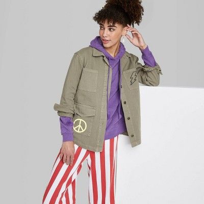 Women's Ascot + Hart Utility Graphic Shirt Jacket - Olive Green | Target
