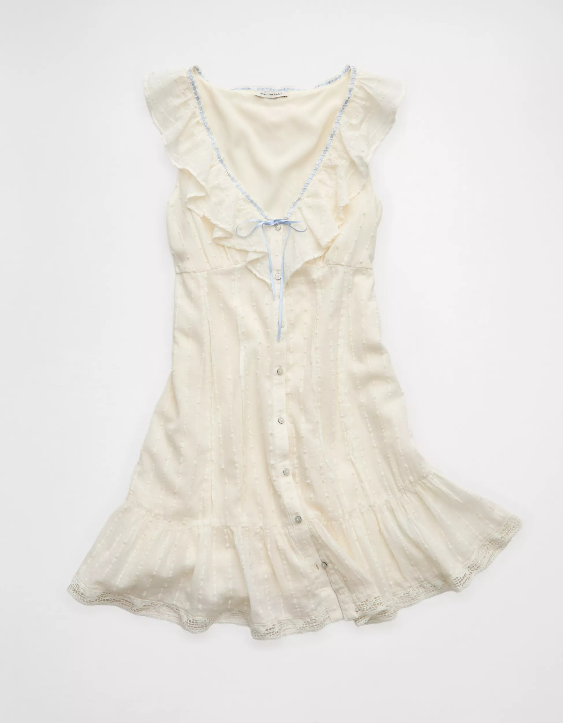AE Tie-Front Lace Inset Mini Dress | American Eagle Outfitters (US & CA)