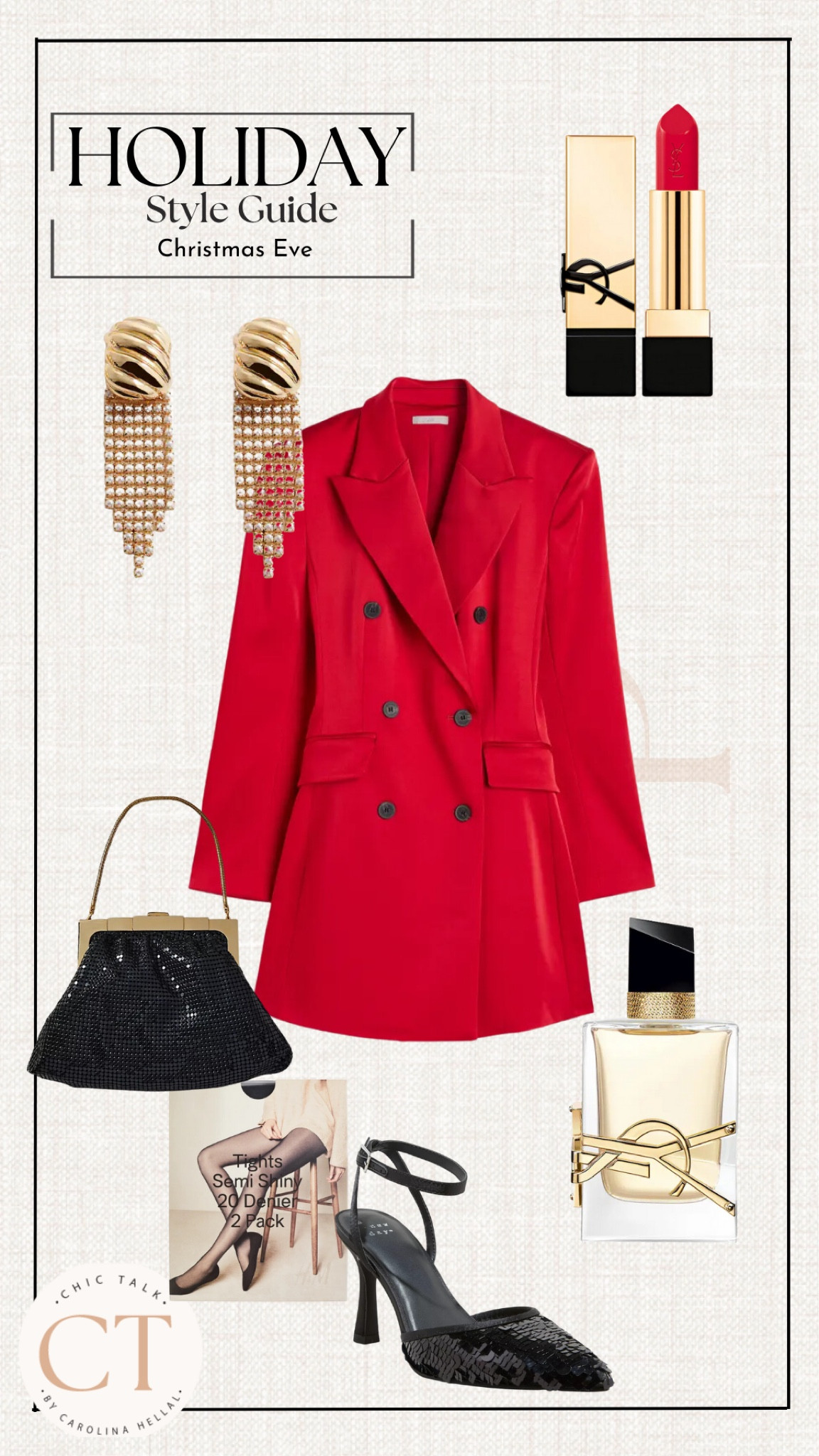 Holiday style guide: Christmas Eve look! 
Take 20% off this amazing tuxedo dress and 30% off the accessories! 

#LTKsalealert #LTKCyberWeek #LTKHoliday