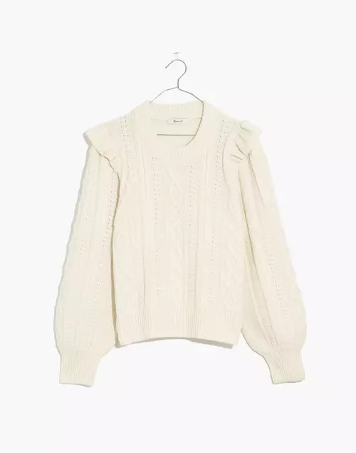 Hollydene Ruffle-Shoulder Pullover Sweater | Madewell