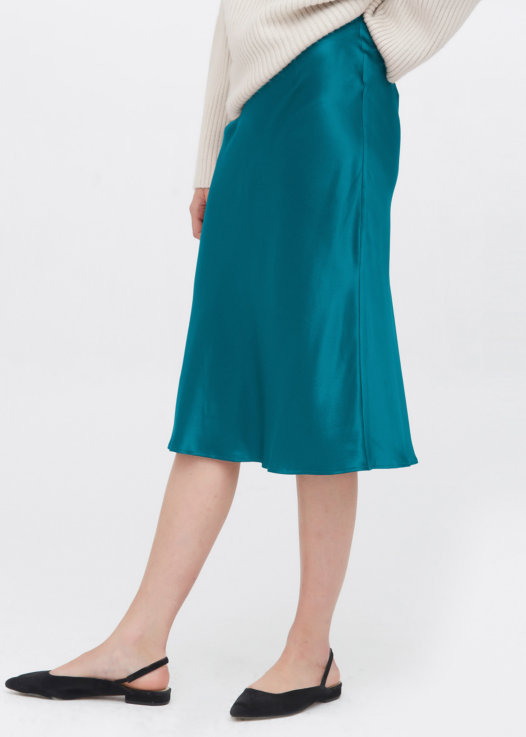 Knee-Length Hips-Wrapped Silk Skirt | LilySilk