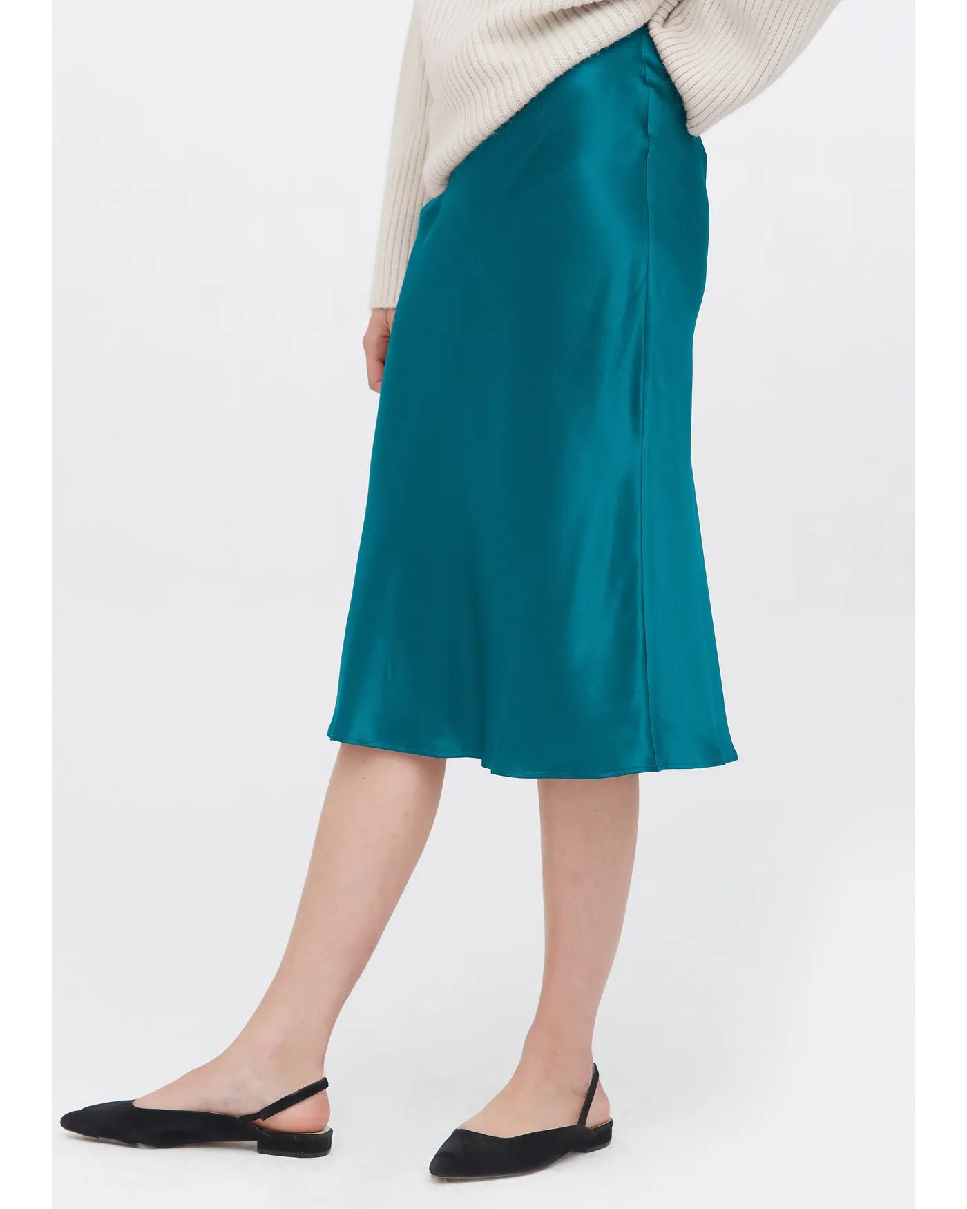 Knee-Length Hips-Wrapped Silk Skirt | LilySilk