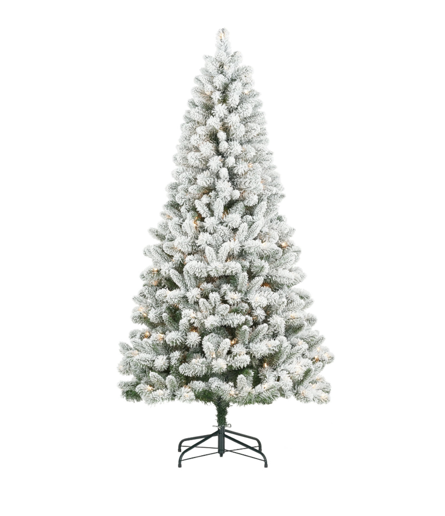 Artificial flocked tree! 

6.5 ft Pre-Lit Flocked Frisco Pine Artificial Christmas Tree, 250 Clear Lights, Green, by Holiday Time