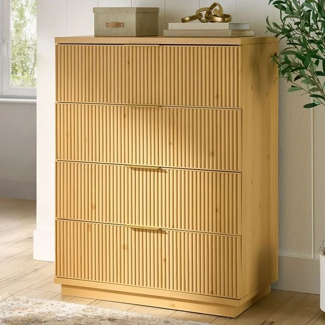 Better Homes & Gardens Lillian Fluted 4-Drawer Dresser, Natural Pine Finish | Walmart (US)