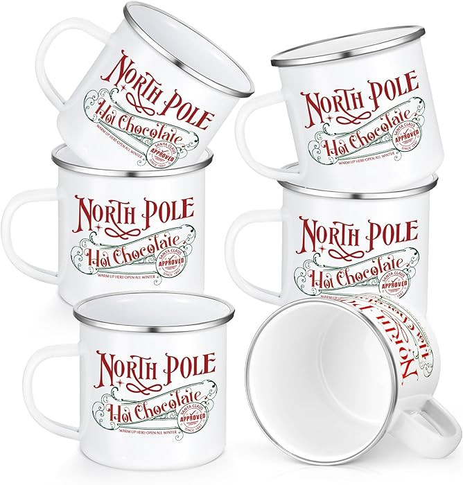 Yaomiao North Pole Hot Chocolate Mug Christmas Coffee Mugs Christmas Gifts Santa Xmas Enamel Cups... | Amazon (US)