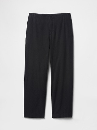 Linen-Blend Relaxed Straight Ankle Pants | Gap (US)