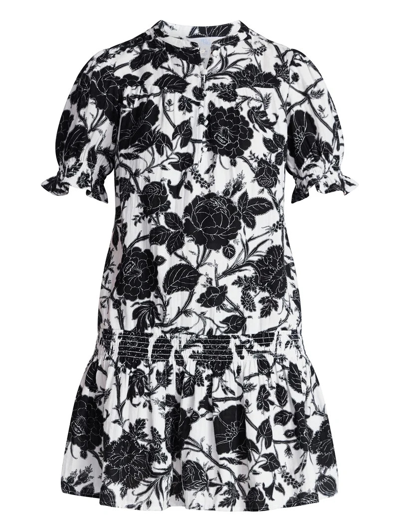 Time and Tru Women's Cotton Double Cloth Mini Dress with Drop Waist, Sizes XS-XXXL | Walmart (US)