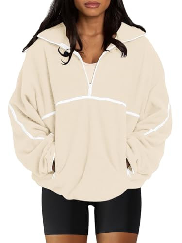 LASLULU Womens Half Zip Pullover Sweatshirt Sherpa Fleece Jacket Oversized Sweatshirts Warm Fuzzy... | Amazon (US)