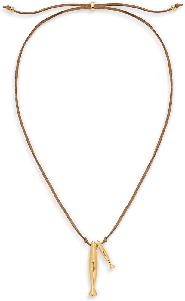 Boho Gold Fish Necklaces for Women Beach Bohemian Black Brown Cord Fish Necklace Ocean Waterproof... | Amazon (US)