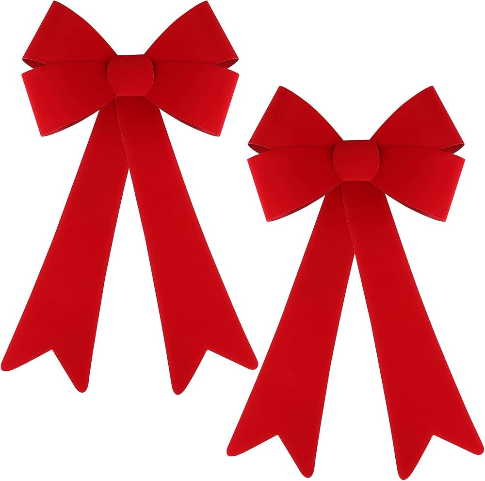 Aneco 2 Pack 14.5 x 24 inches Red Christmas Bows Christmas Wreaths Bows Xmas Plastic Bows for Chr... | Amazon (US)