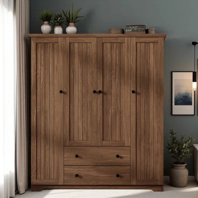 4 Door Wardrobe Armoire Closet With 2 Drawers | Wayfair North America