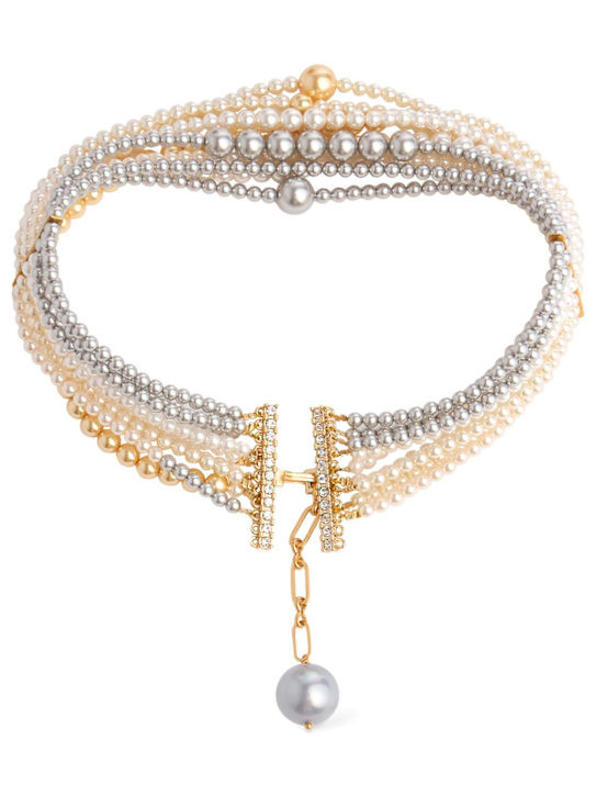 Multi wire pearl collar necklace | Luisaviaroma