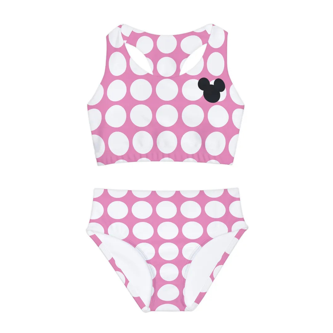 Girls Swimsuit, Minnie Mouse Inspired Two Piece Bathing Suit, Kids Swimwear Set, Summer Beach Poo... | Etsy (US)