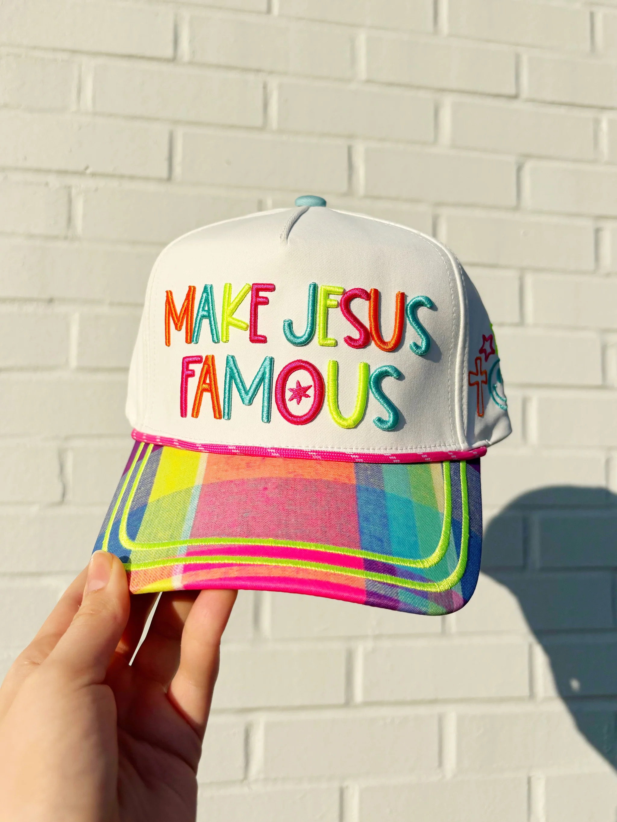 Colorful Plaid Make Jesus Famous Hat- Pre Order | Poppy & Pine