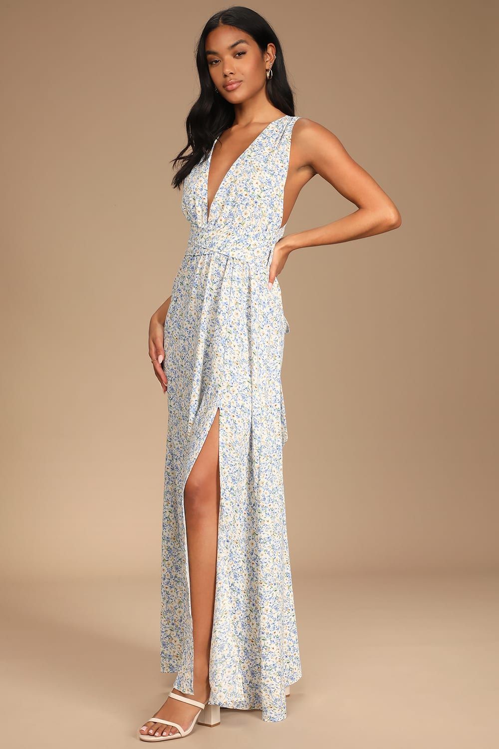 These are the Days Blue Floral Print Halter Maxi Dress | Lulus (US)