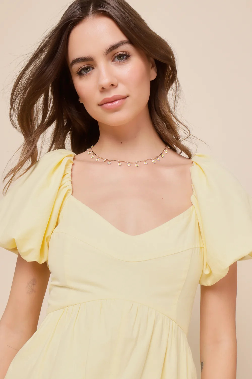 Idyllic Season Yellow Tie-Back Puff Sleeve Romper | Lulus