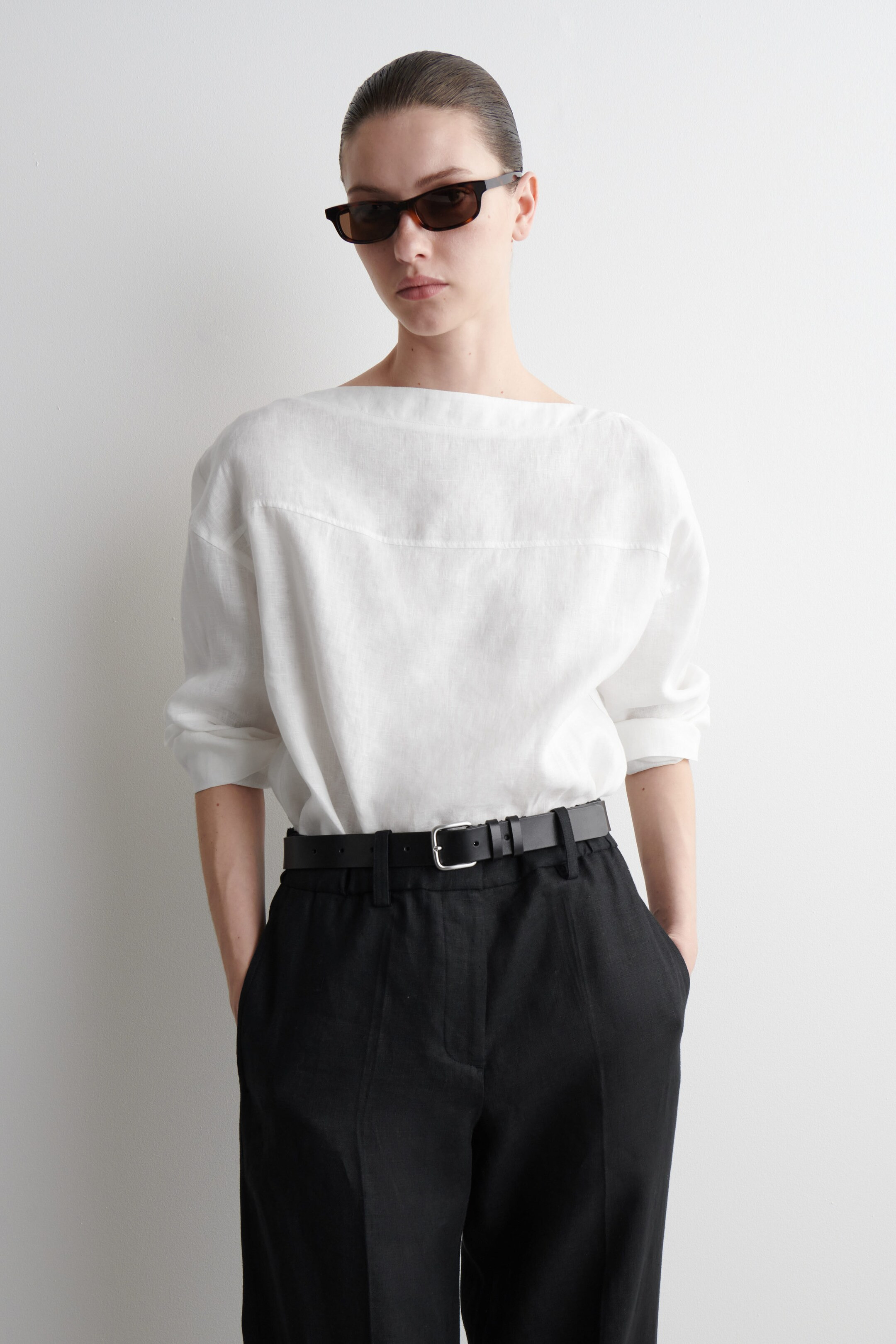 TIE-DETAIL LINEN BLOUSE - WHITE | COS | COS UK