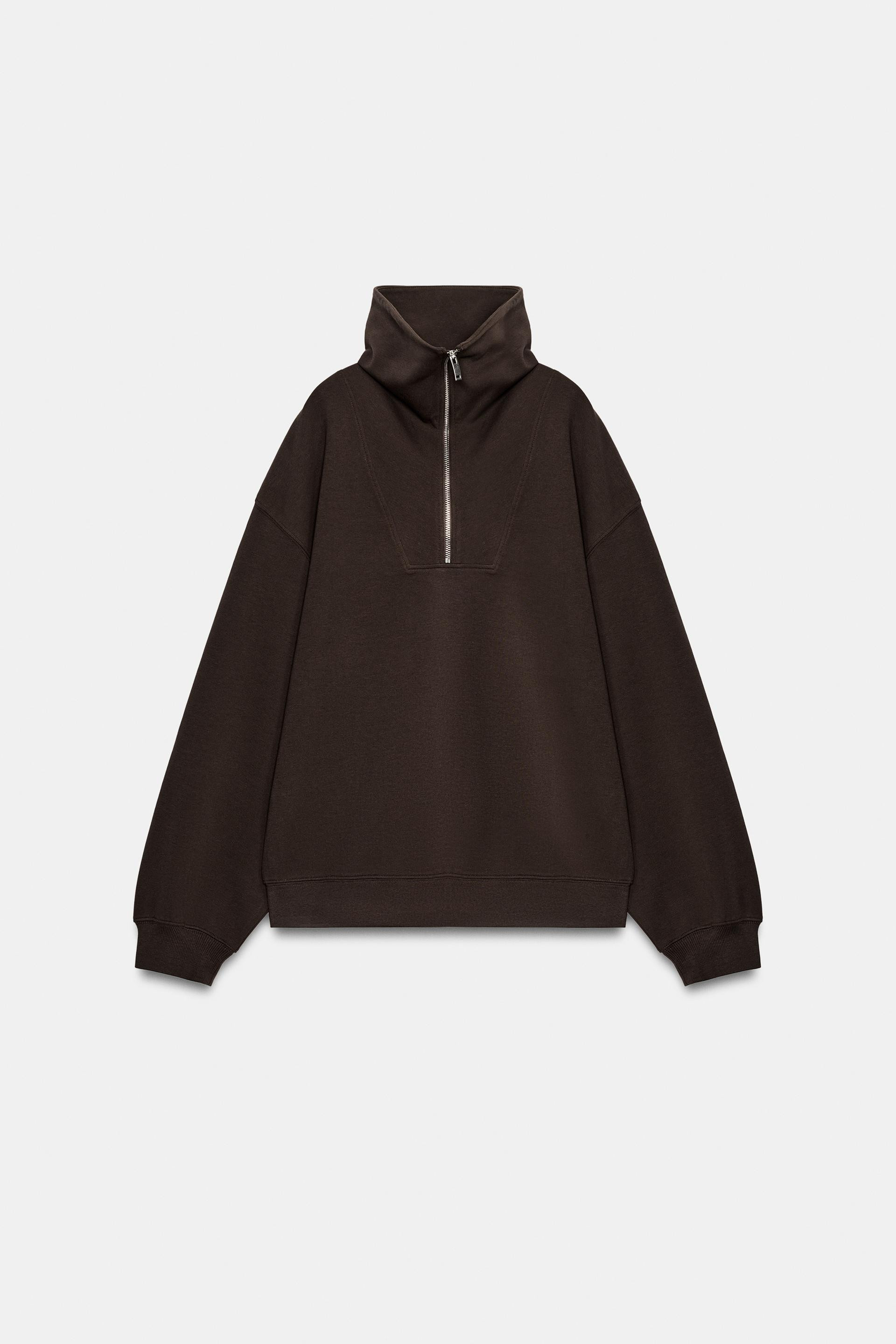 Zara - Interlock Zip-Up Sweatshirt - Red - S - Woman | Zara US
