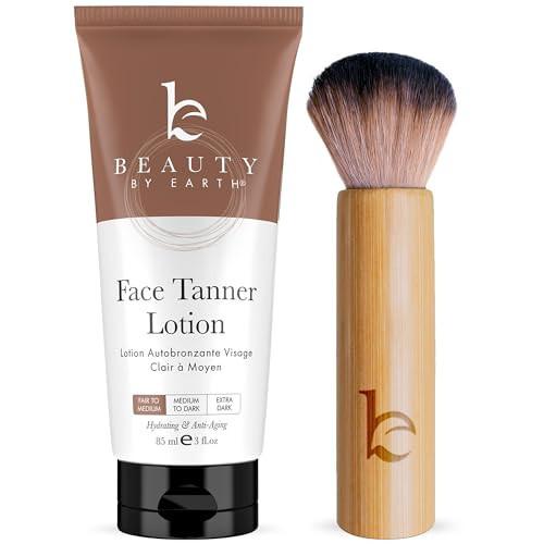 Face Tanner Made with Natural & Organic Ingredients and Kabuki Face Brush for Self Tanner Application | Amazon (US)