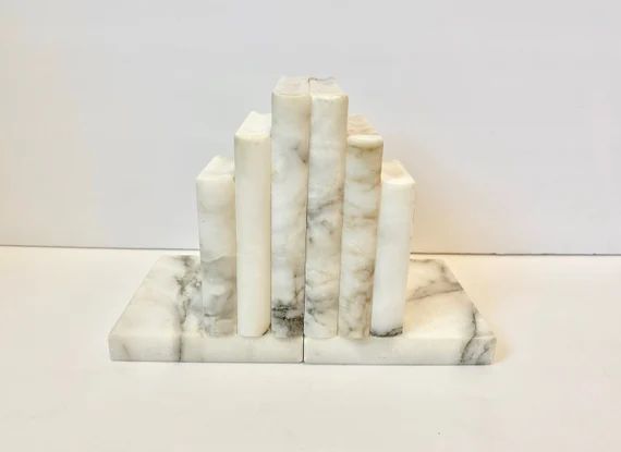 Vintage White Marble Book Bookends Made in Italy Home & | Etsy | Etsy (US)
