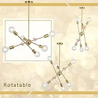 BONLICHT Modern Sputnik Chandelier Lighting 6 Lights Brushed Brass Chandelier Mid Century Pendant... | Amazon (US)