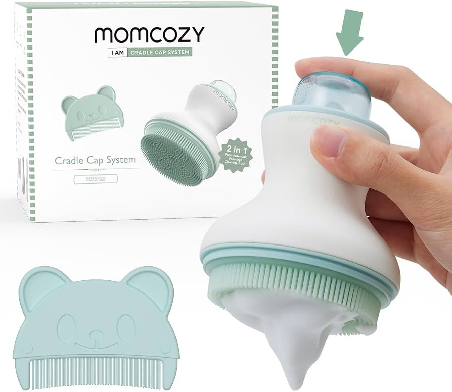 Momcozy﻿ Innovative Cradle Cap Brush with Pump, 2-in-1 Baby Cradle Cap Brush with Bubbler, Newb... | Amazon (US)