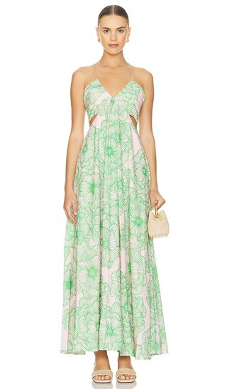 Kaylan Cutout Maxi in Stripe Flower | Revolve Clothing (Global)