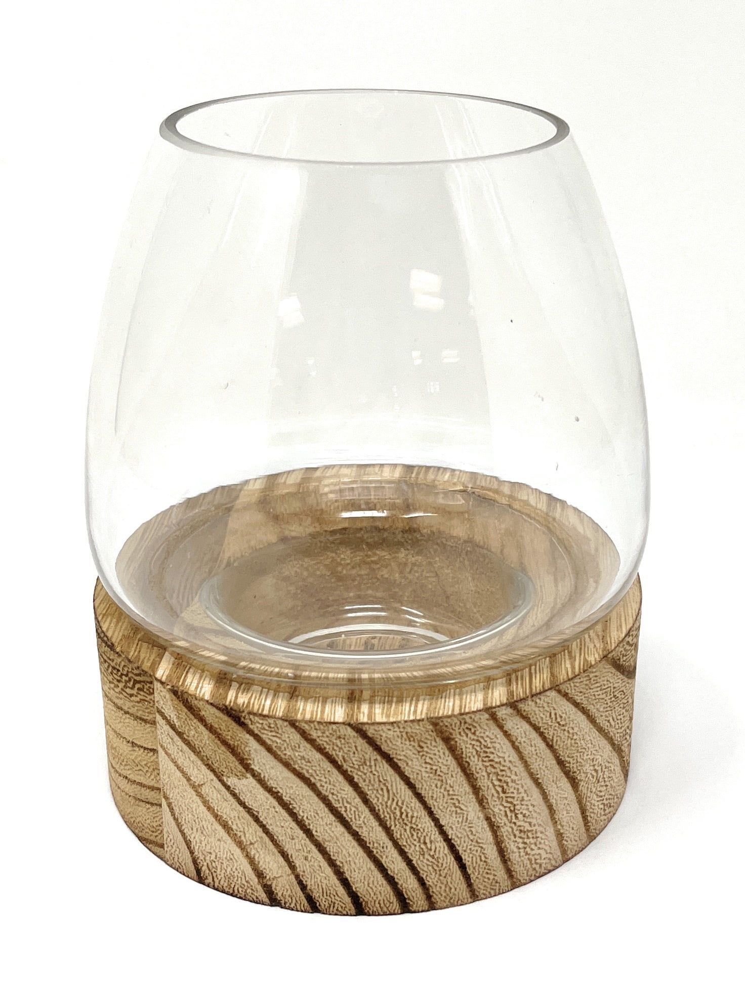 Mainstays 5.9" H Shaped Glass Container with Brown Wood Base (5.5"H x 4.7"W x 4.7"D) | Walmart (US)