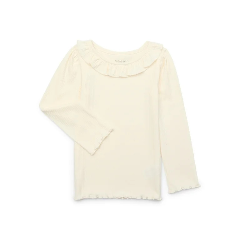 Garanimals Toddler Girls’ Ribbed Ruffle Neck Top with Long Sleeves, Sizes 18M-5T | Walmart (US)
