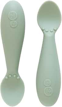 ezpz Tiny Spoon (2 Pack in Sage) - 100% Silicone Baby Spoon for Baby Led Weaning + Purees - 6 Mon... | Amazon (US)