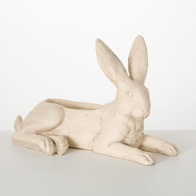 Sullivans 11.75" Reclining Cream Hare Planter, Resin | Target