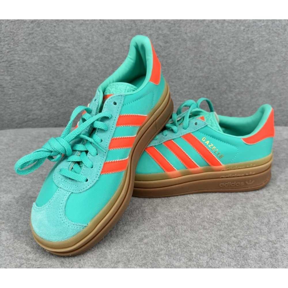 Adidas Gazelle Bold Platform\u200e Sneakers Womens 6 Mint Green Orange Gum Sole New | Poshmark