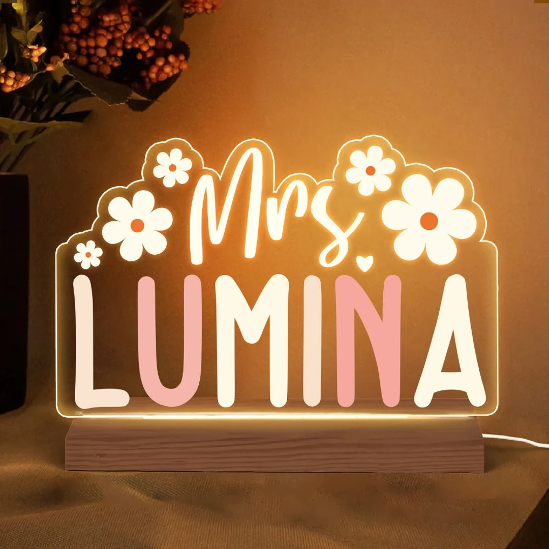 Personalized Name Desk Plate for Teacher Night Light, Custom Name Sign for Desk, Lighted Acrylic ... | Etsy (US)