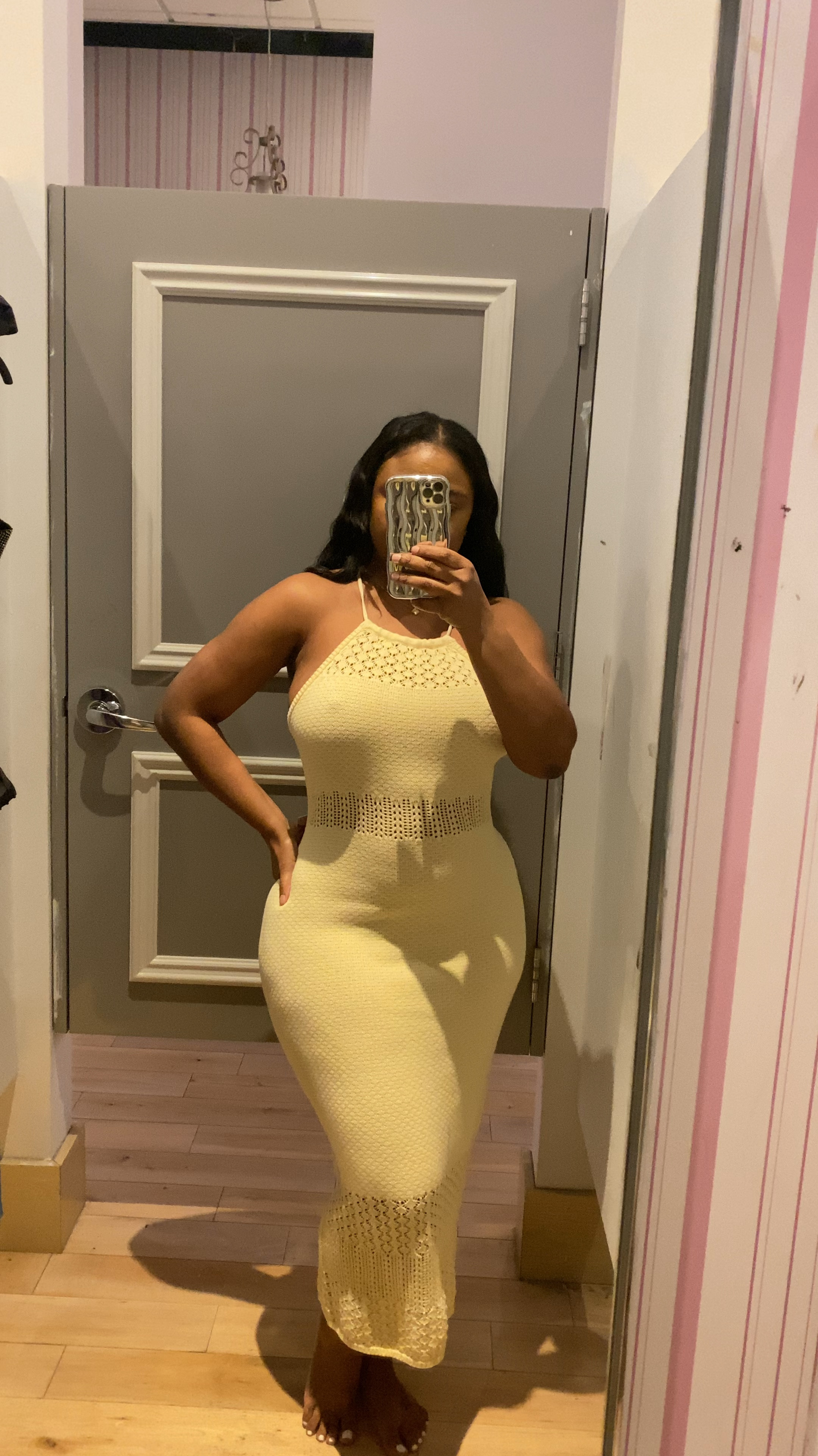 Crochet Tube Midi Sweater Dress 
Wear a size Medium 5”3 170’lbs 

#LTKswim #LTKstyletip #LTKfindsunder100