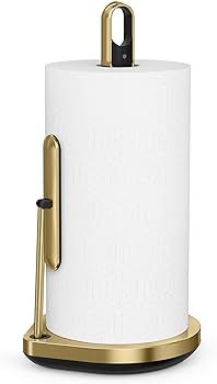 simplehuman Standing Paper Towel Holder with Spray Pump, Brass Stainless Steel, Gold | Amazon (US)