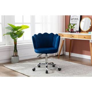 Navy Velvet Upholstered Adjustable Hight Swivel Shell Task Chair HFHDSN-819NY - The Home Depot | The Home Depot