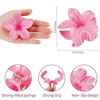 Hawaiian Plumeria Hair Accessories - 6 Pack Large Claw Clips for Thick and Thin Hair, Beach Tropi... | Amazon (US)