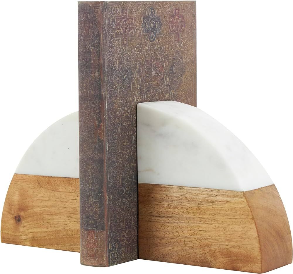Deco 79 Marble Geometric Arched Bookends with White Marble Tops, Set of 2 5" W, 5" H, Brown | Amazon (US)