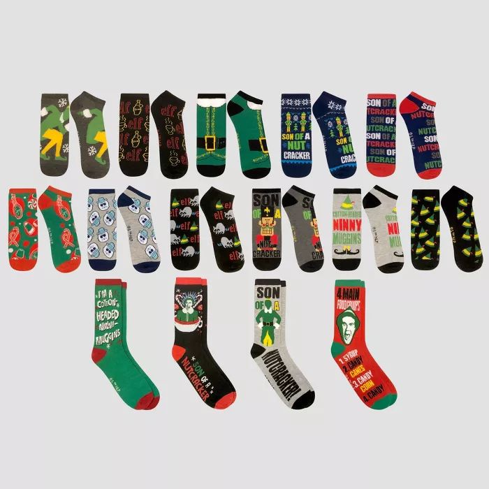 Men's Warner Brothers Elf 15 Days of Socks in a Box - Colors May Vary 6-12 | Target