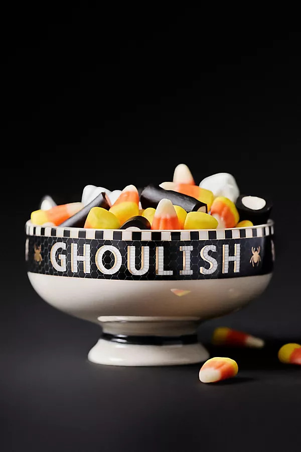 Bistro Tile Stoneware 24k Gold Accent Halloween Nut Bowl | Anthropologie (US)