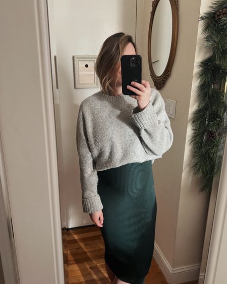 Was organizing my LTK posts earlier and added a category for bump style and realized I never shared the details of this look on here. It was truly one of my favorites last winter when I was pregnant with Isabel. Pairing knit dresses with oversized sweaters is always a favorite look of mine and works so well with a bump! 

This brushed wool sweater from J. Crew is back again this year in so many colors! I decided to order from the men’s section for an oversized/boyfriend fit and could not love this sweater more. Ordering a few more this year, definitely the cream color!

This sleeveless knit dress is the perfect shade of green for the holidays and while it is maternity can also be worn without a bump. 

Looking forward to recreating this look this season!

maternity style, bump style, bump friendly outfits, dress the bump, casual outfits, holiday outfit, thanksgiving outfit, Christmas outfit, casual holiday outfit


#LTKHoliday #LTKbump #LTKSeasonal