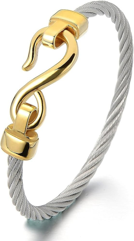 COOLSTEELANDBEYOND Stainless Steel Infinity Love Bangle Bracelet for Women | Amazon (US)