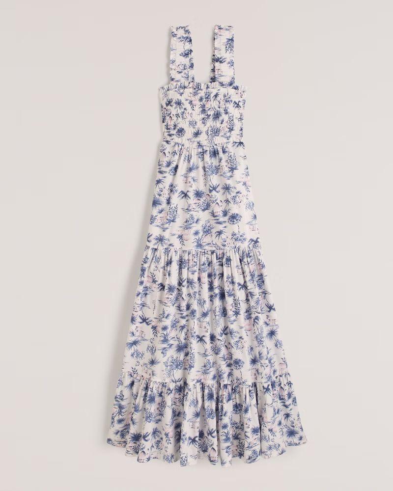 Women's Smocked Bodice Easy Maxi Dress | Women's New Arrivals | Abercrombie.com | Abercrombie & Fitch (US)