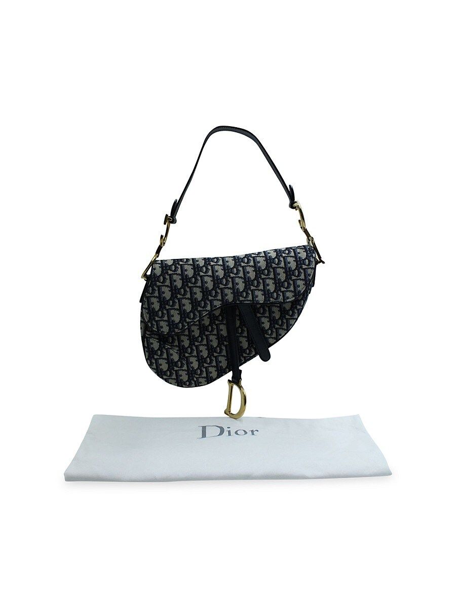 Women's Dior Saddle Bag With Embroidered Shoulder Strap In Blue Cotton - Blue | Saks Fifth Avenue OFF 5TH