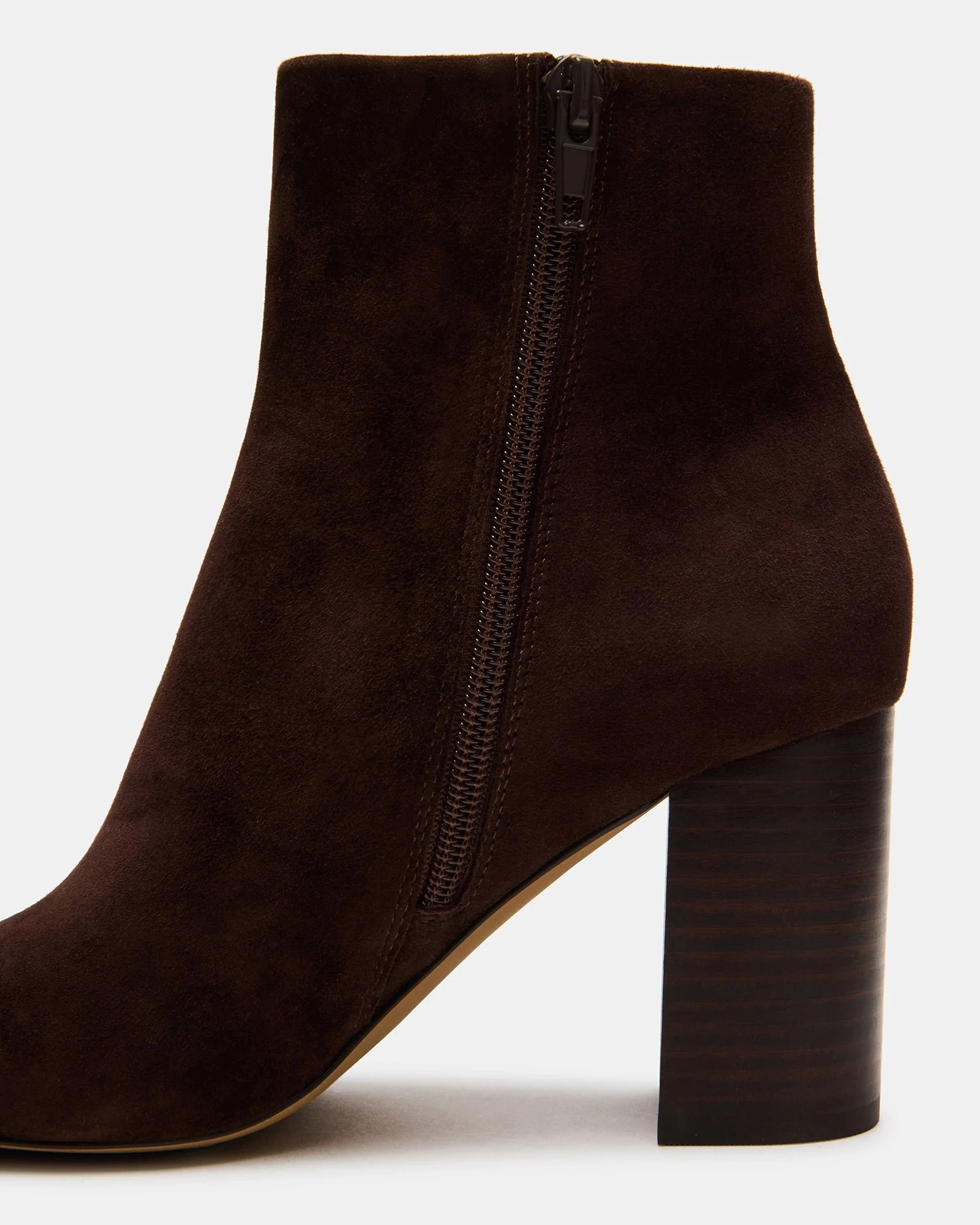 AIDAN Brown Suede Block Heel Ankle Boot | Women's Booties | Steve Madden (US)