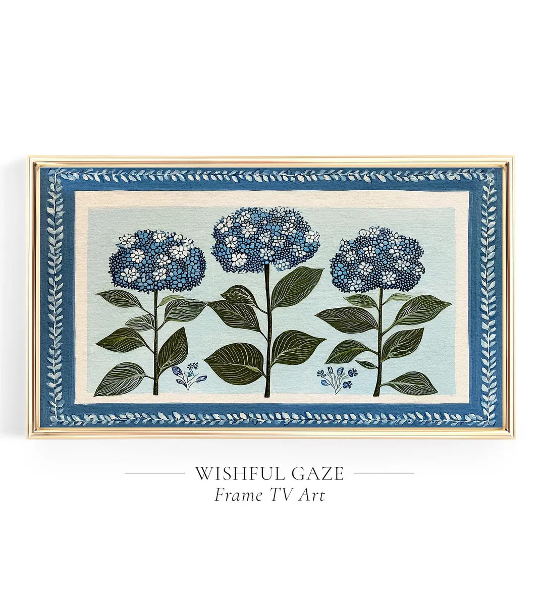 Blue Hydrangeas Frame Tv Art Spring Art for the Samsung Frame Tv Art Modern Flowers Abstract Pain... | Etsy (US)