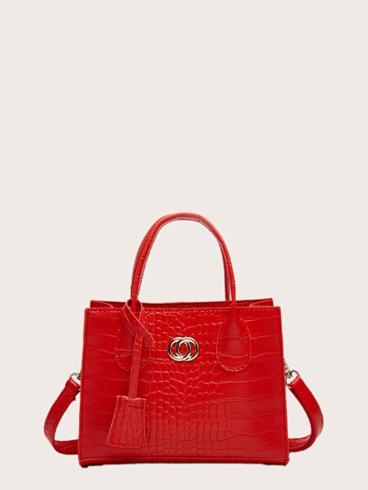 Croc Embossed Satchel Bag | SHEIN