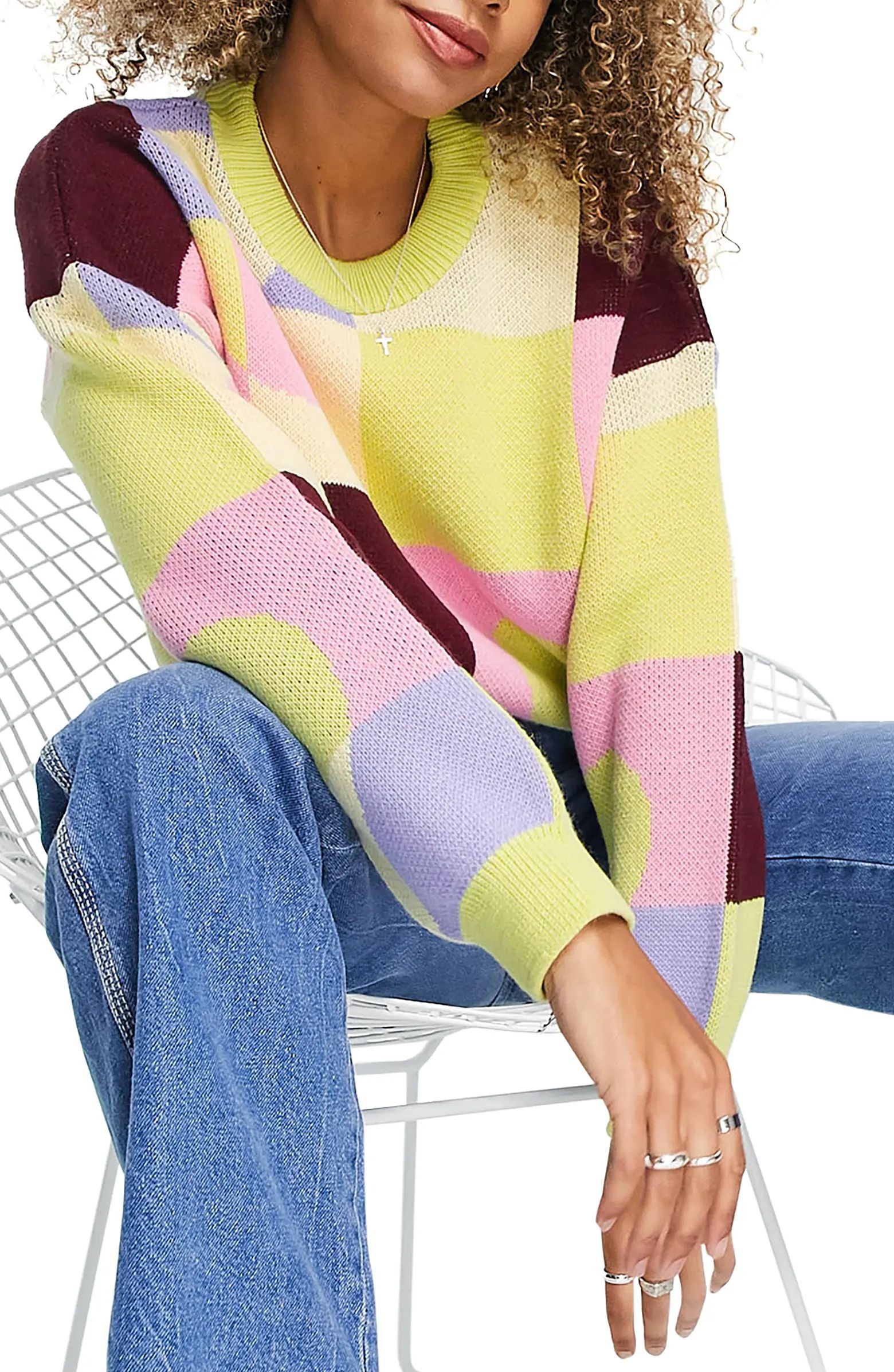 Topshop Abstract Colorblock Sweater | Nordstrom | Nordstrom