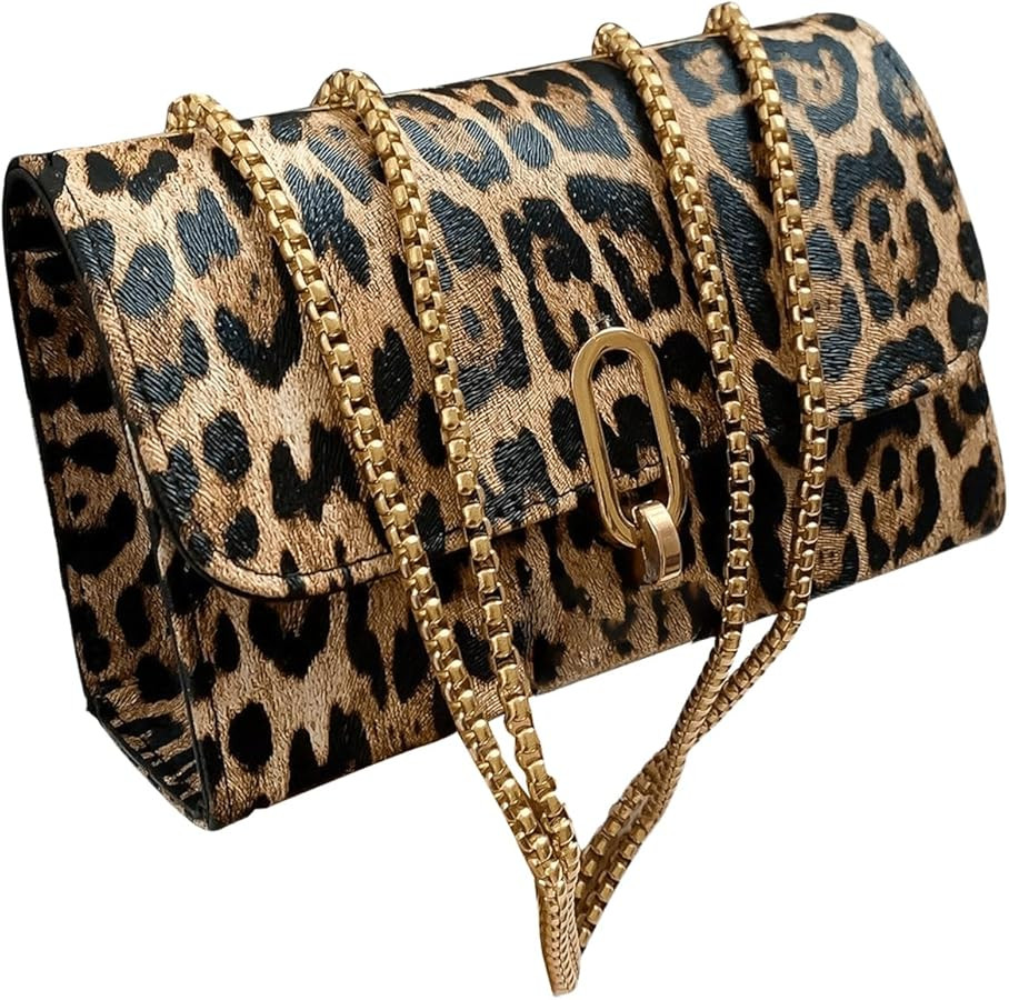 QWINEE Women's Leopard Purse Cheetah Print Purses Y2k Evening Chain Shoulder Bag Clutch | Amazon (US)